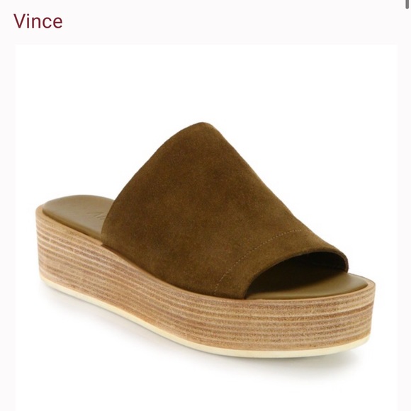 Vince Shoes - VINCE saskia rattan suede platform slide sandal